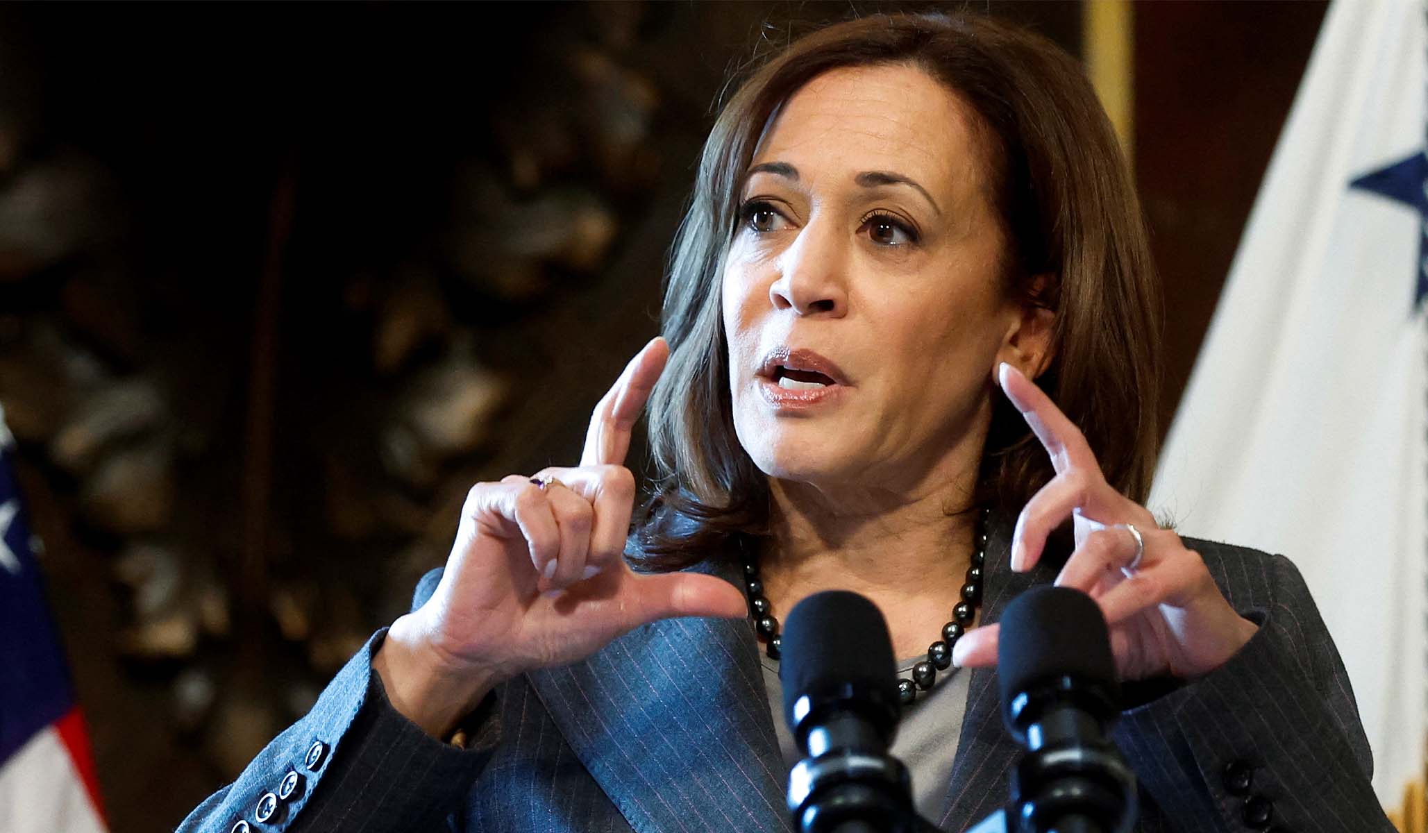 NextImg:The Corner: What Is Kamala Harris Trying to Say?