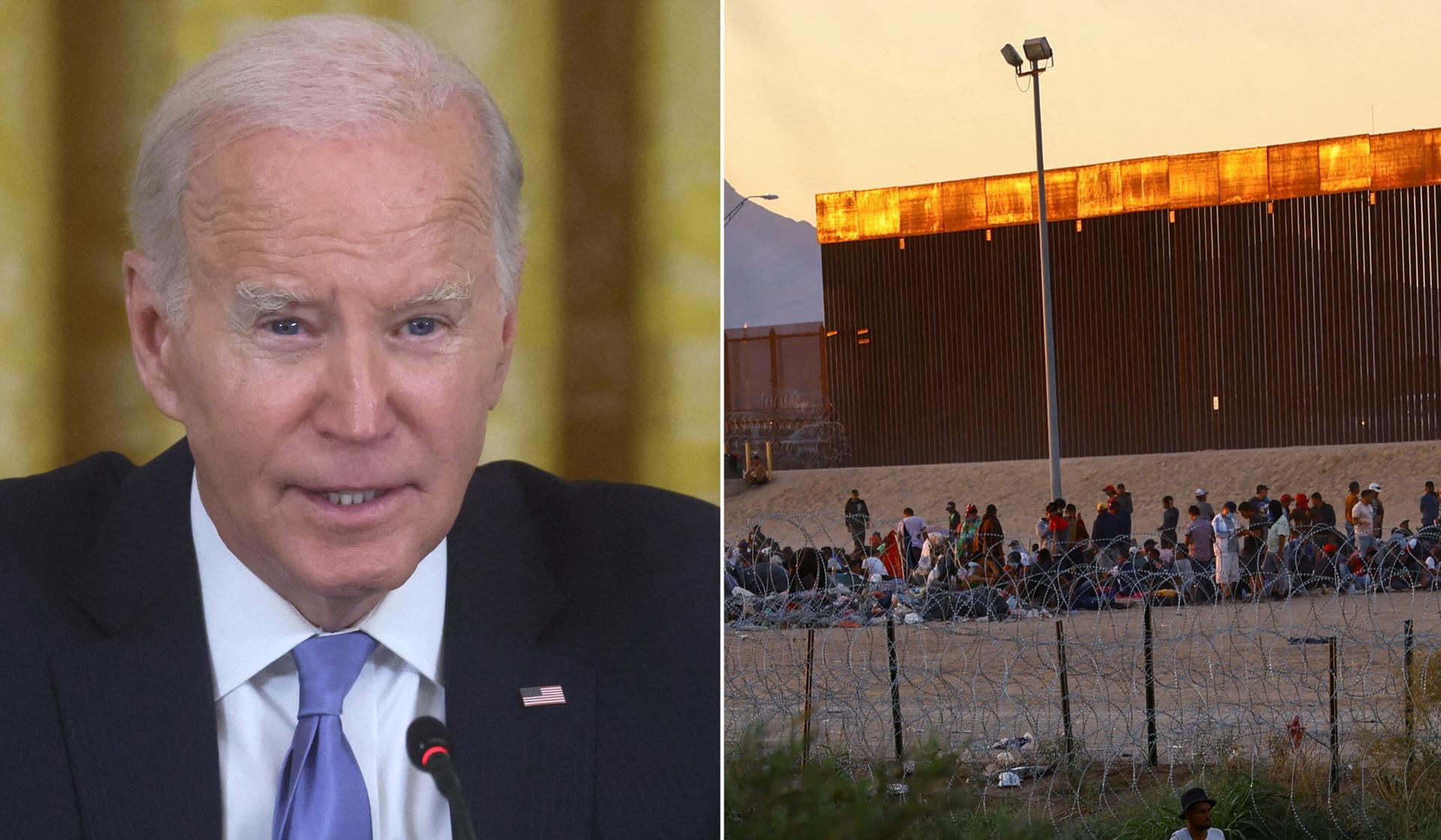 Joe Biden and the border wall seen from Ciudad Juarez, Mexico.